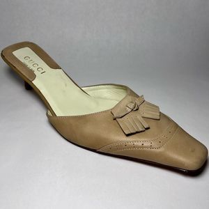 Gucci Scarpa Aperta Pelle Betis Calf Lino in Tan